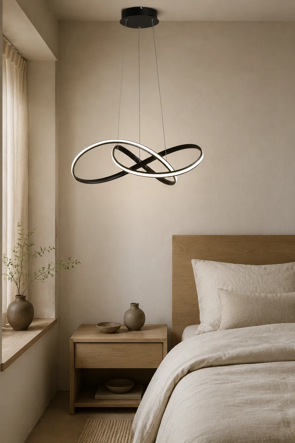 Pendant Light linear Modern, Acrylic/Metal, Black/White, Dining Room - Lumpaz