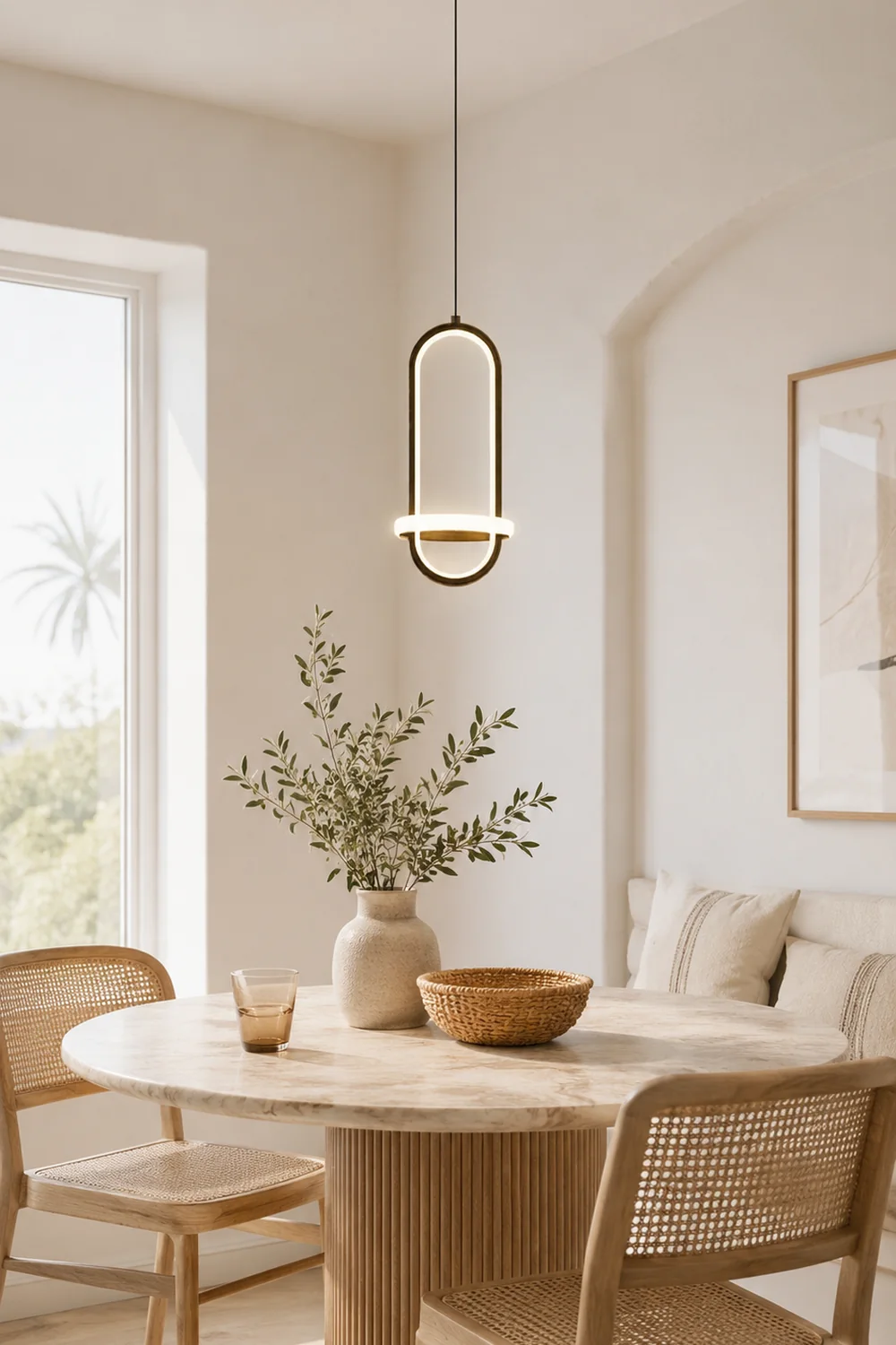 Nyla Modern Minimalist LED Ring Pendant Light, Black/Gold - Lumpaz