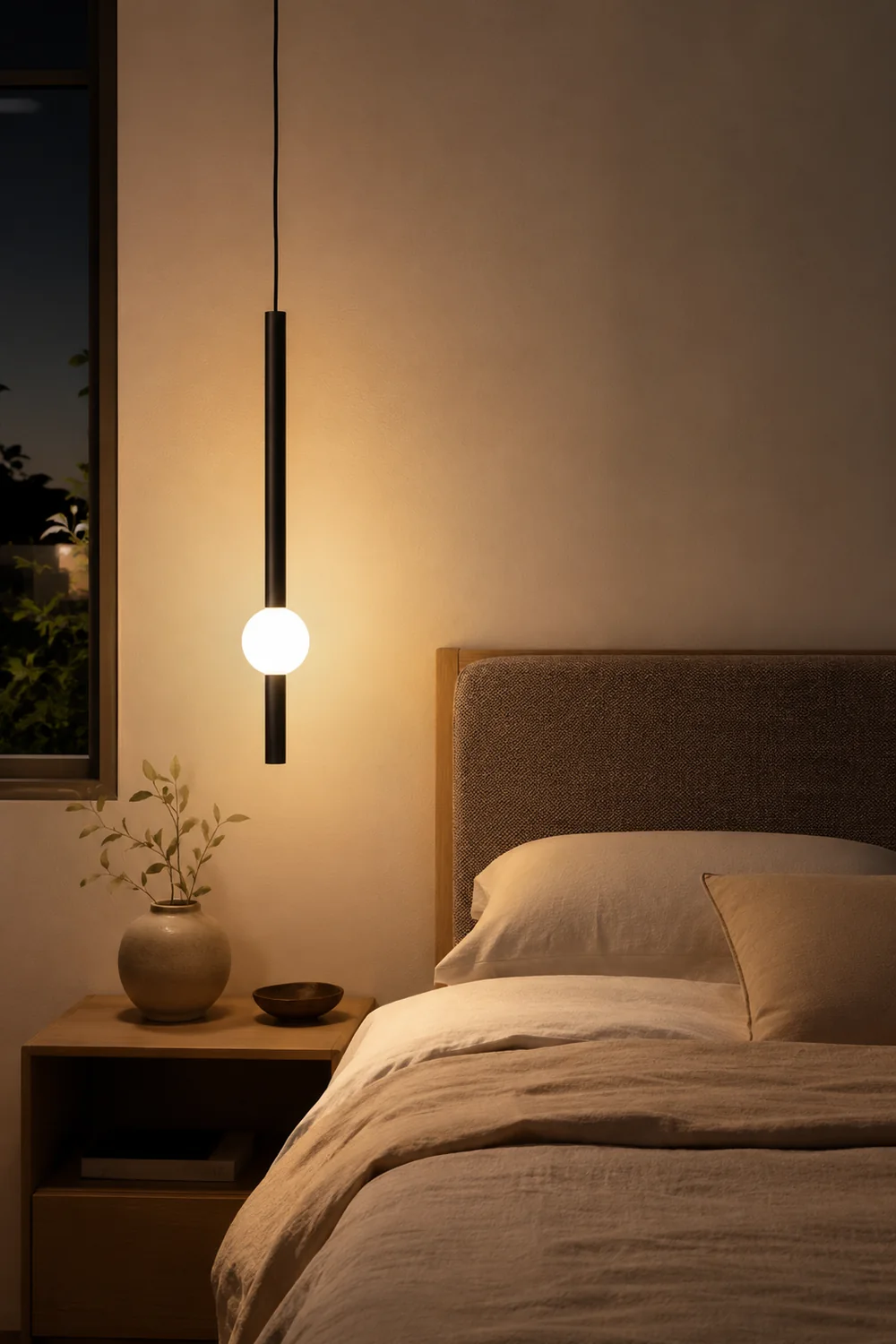 Carr Minimalist Linear Globe Glass Pendant Light, Bedroom - Lumpaz