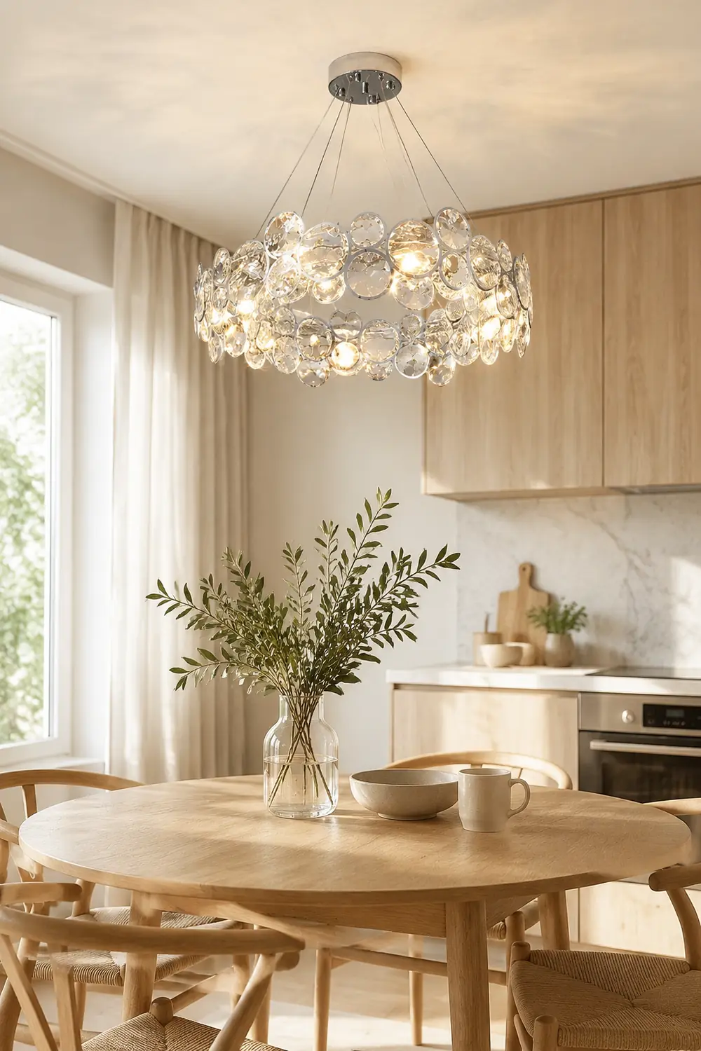 Chrome Round Crystal Chandelier - Lumpaz
