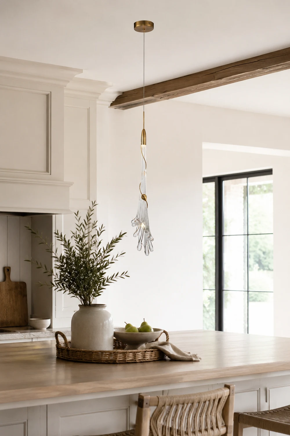 Sanna Elegant Flower Metal/Glass Pendant Light, Bedroom - Lumpaz