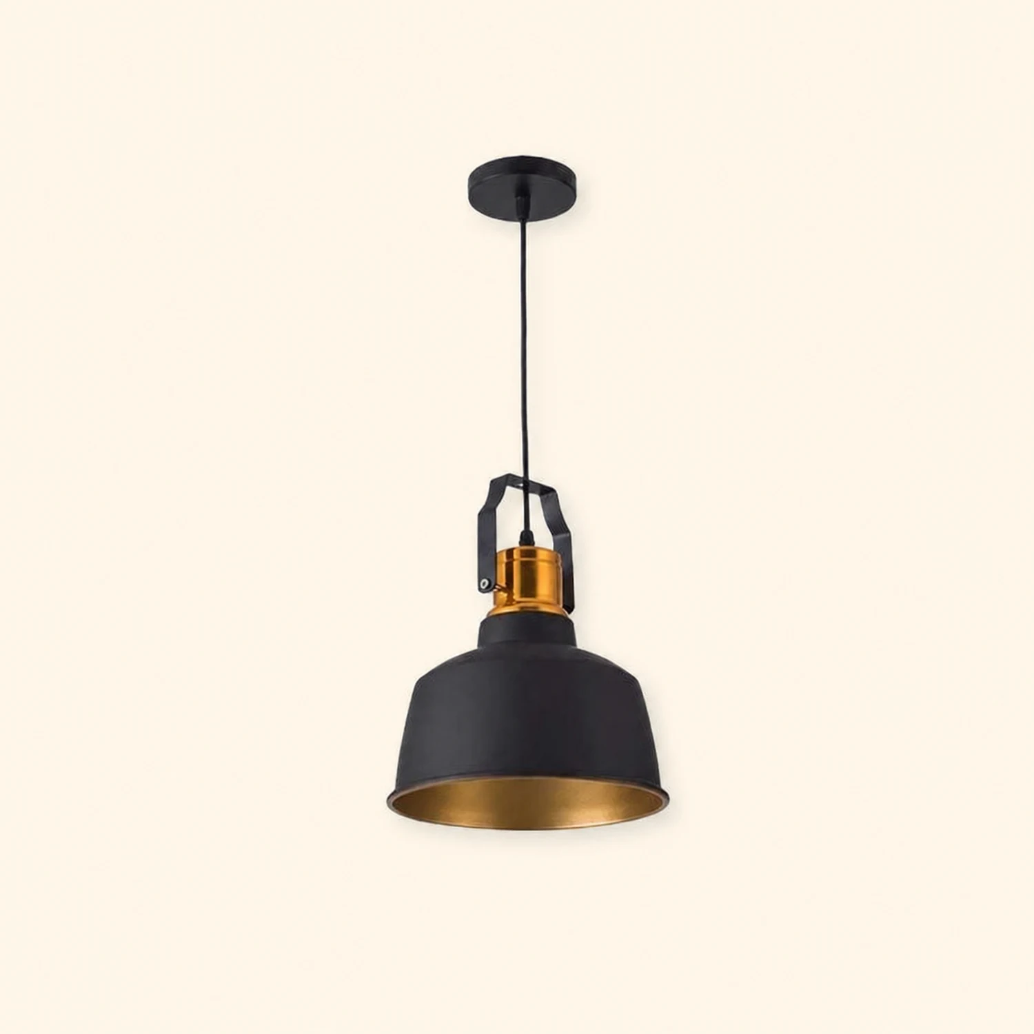 Alessio Industrial Farmhous Pendant Light, Black & Brass - Lumpaz