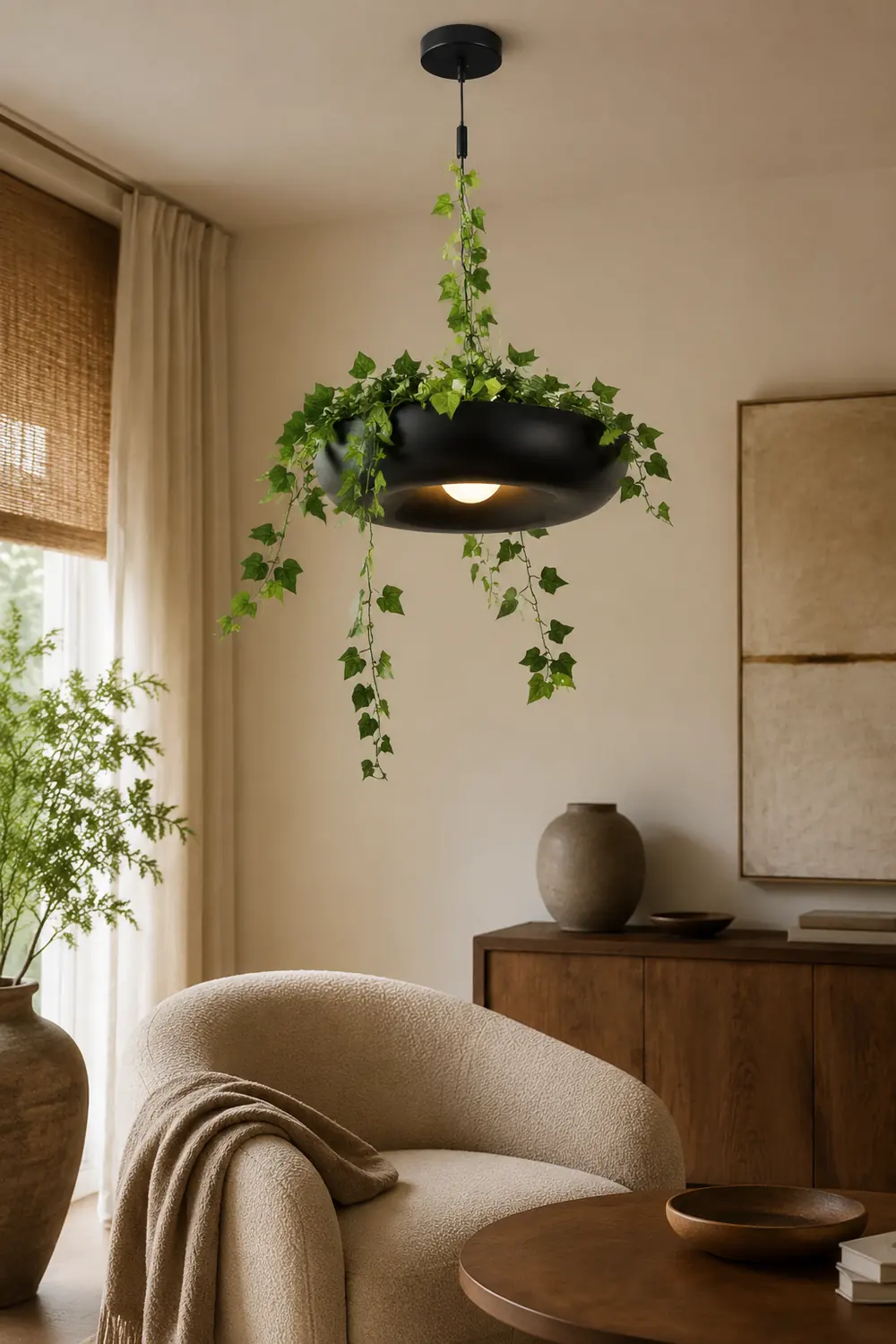 Nest Pendant Light Modern, Metal, Black/Green/White, Living Room - Lumpaz