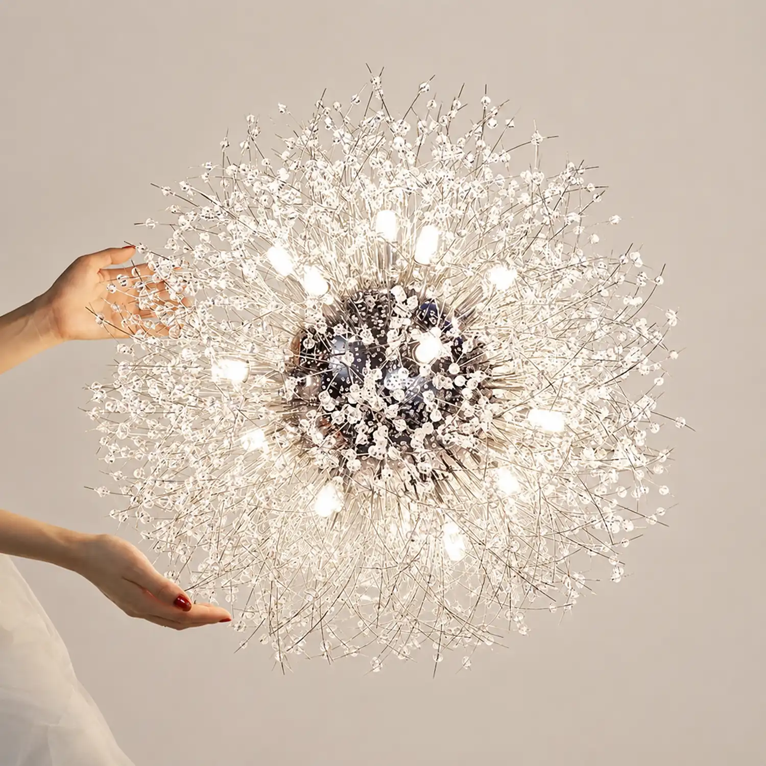 Lili Elegant Dandelion Metal/Acrylic Pendant Light, Gold/Chorme - Lumpaz