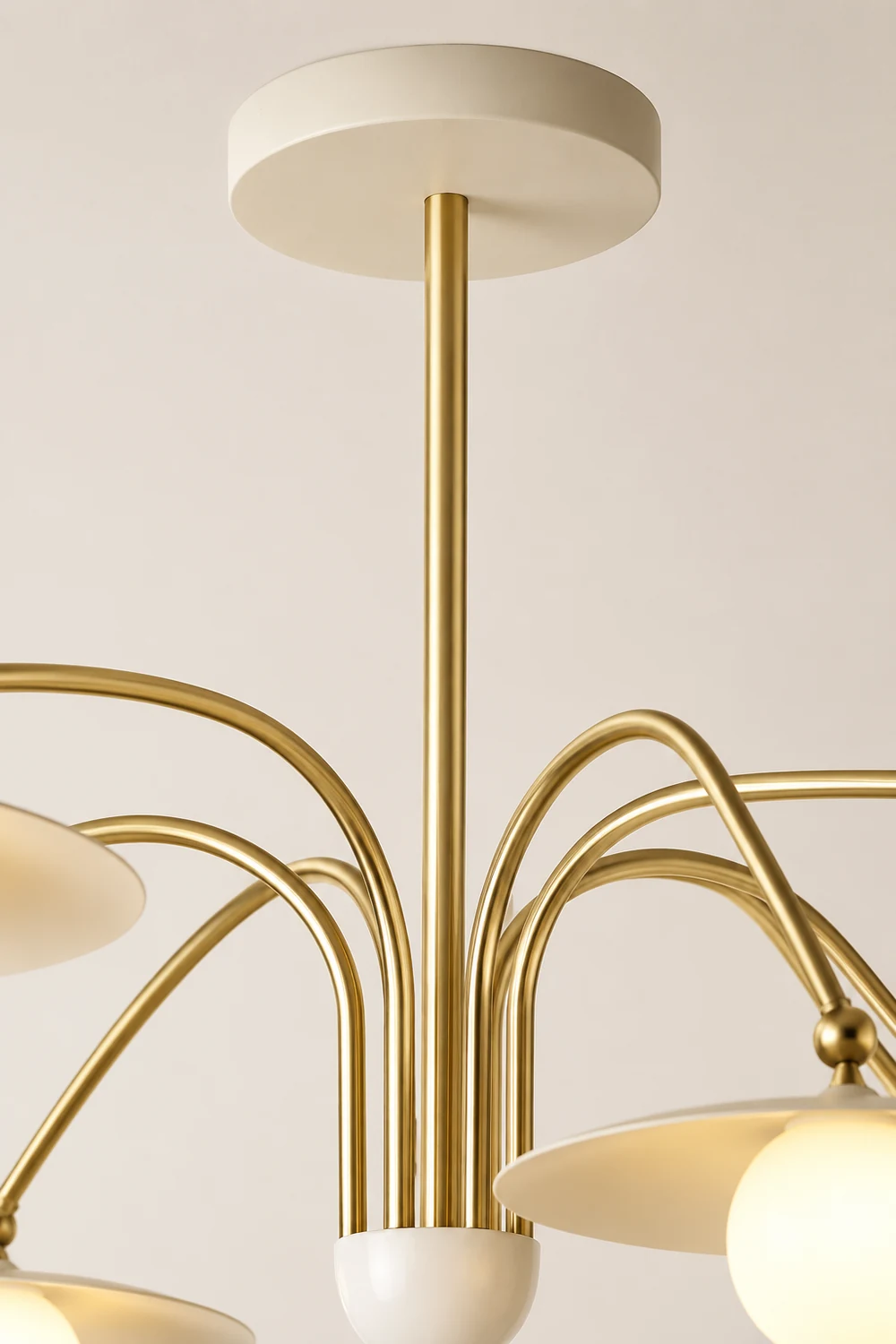 Cairns Minimalist Blown Metal Pendant Light, White/Gold - Lumpaz