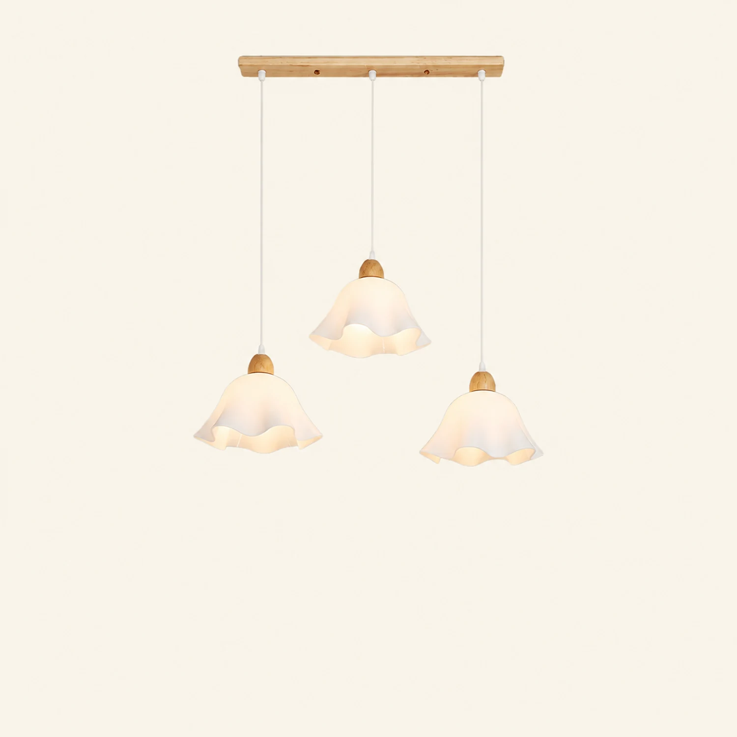 Ozawa Minimalist Flower Acrylic/Wood Pendant Light, White - Lumpaz