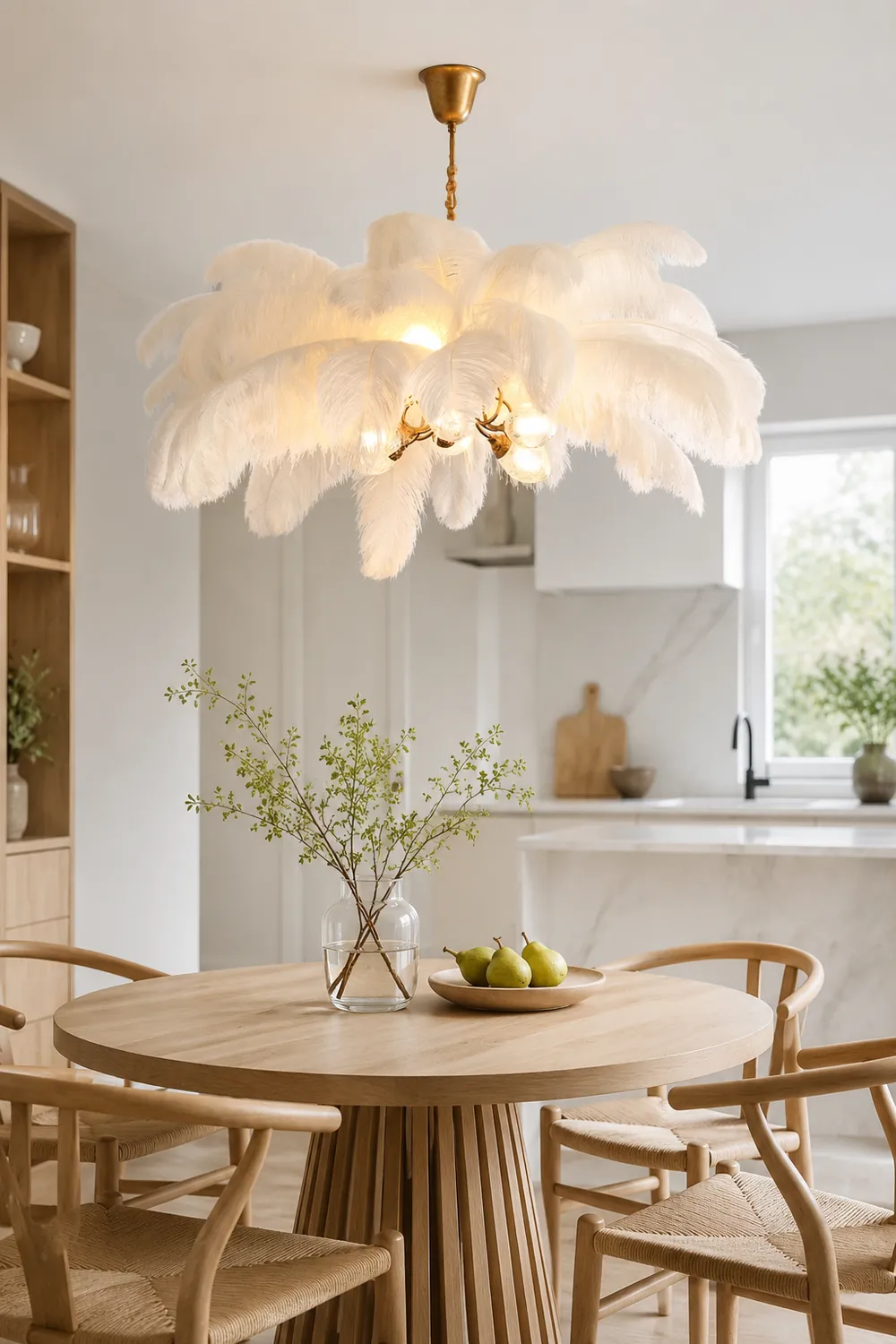 O'Moore Nordic Luxury Pendant Light, Brass/Feather - Lumpaz