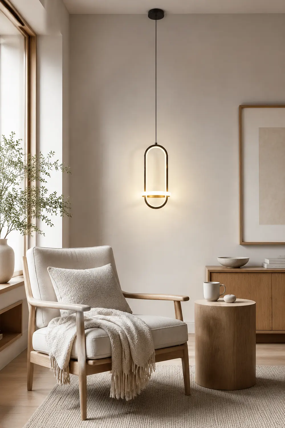 Nyla Modern Minimalist LED Ring Pendant Light, Black/Gold - Lumpaz