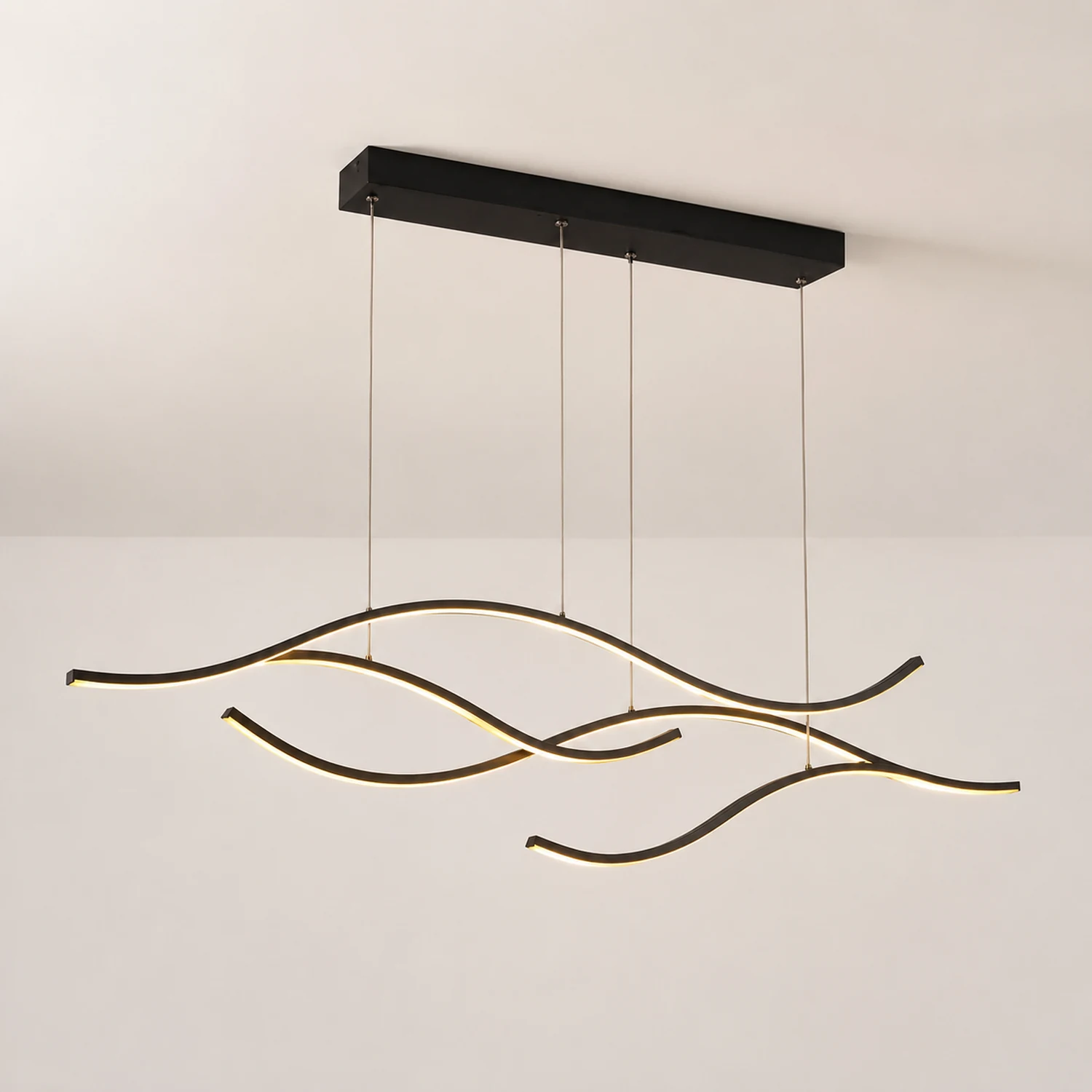 Pendant Light, Multi-Curved, Black/Gold, Metal - Lumpaz
