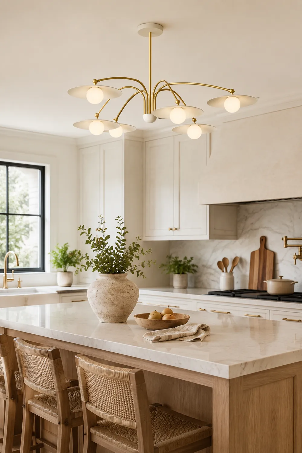 Cairns Minimalist Blown Metal Pendant Light, White/Gold - Lumpaz