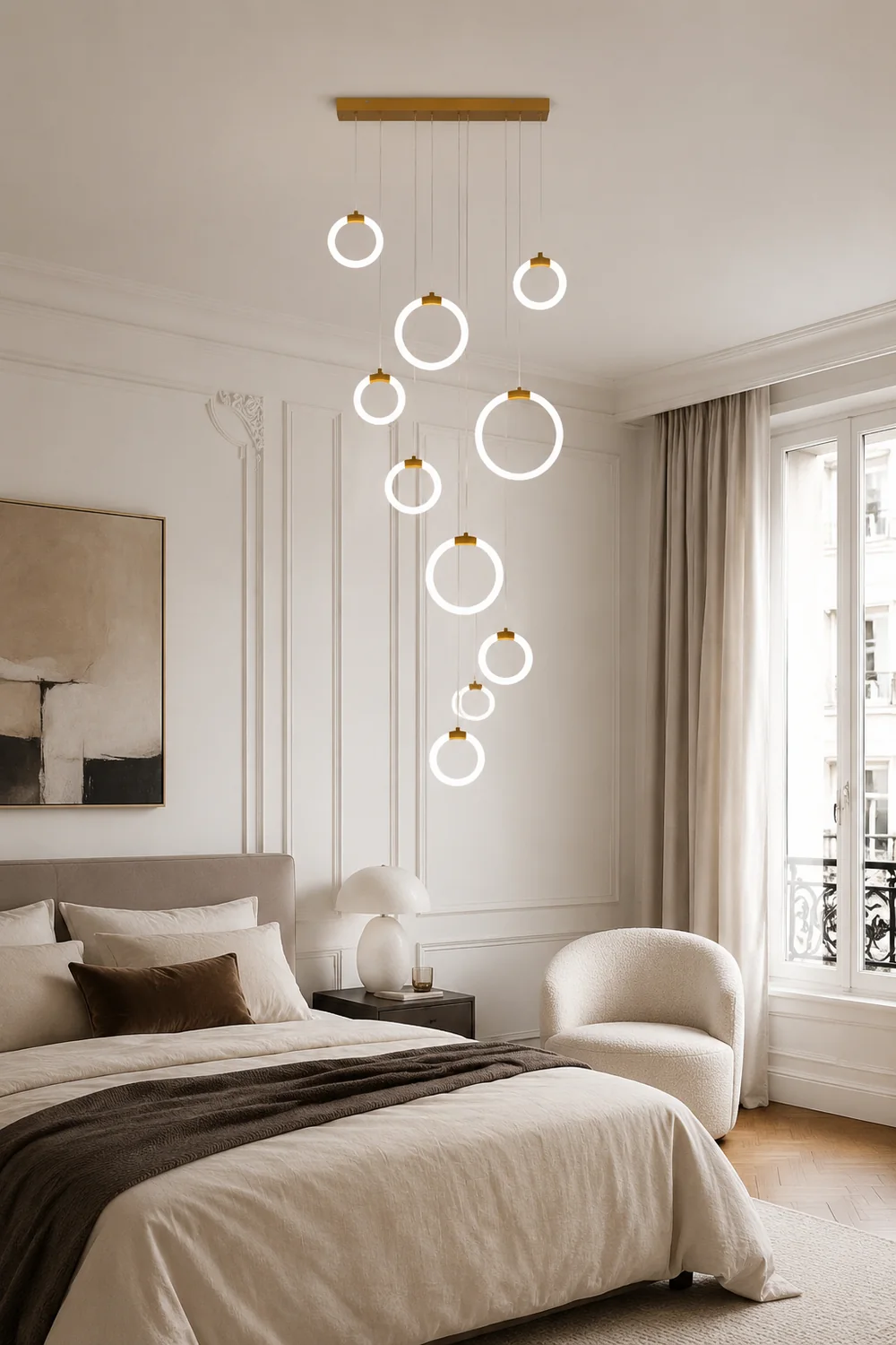 Jibril Minimalist Staircase Ring Metal Pendant Light - Lumpaz