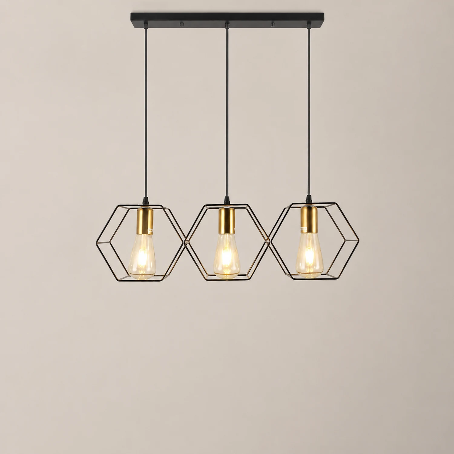Bouvet Rustic Farmhouse 3/5 Light Pendant, Black - Lumpaz
