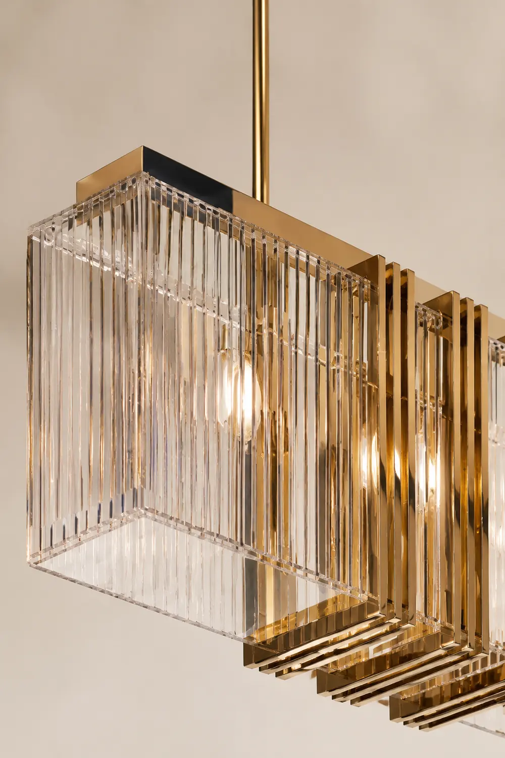Kajetan Metal Chandelier Pendant Light, Luxury Rectangular Gold Living Room - Lumpaz