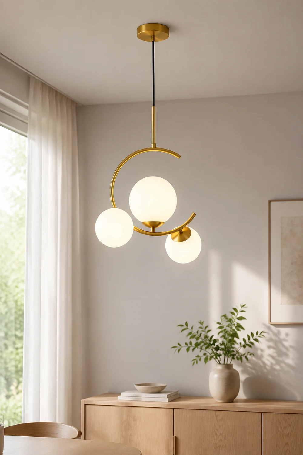 Valentina Modern Glass Globe Pendant Light, Metal & Glass, 3 Style - Lumpaz