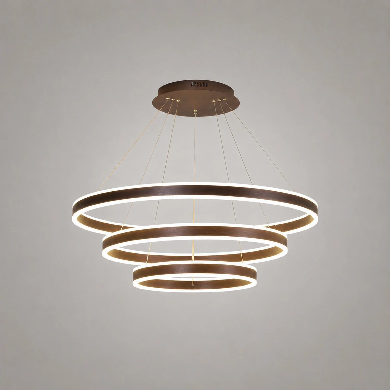 Arisha Moderne Minimaliste Coffee LED Pendant Light, 3 Ring - Lumpaz