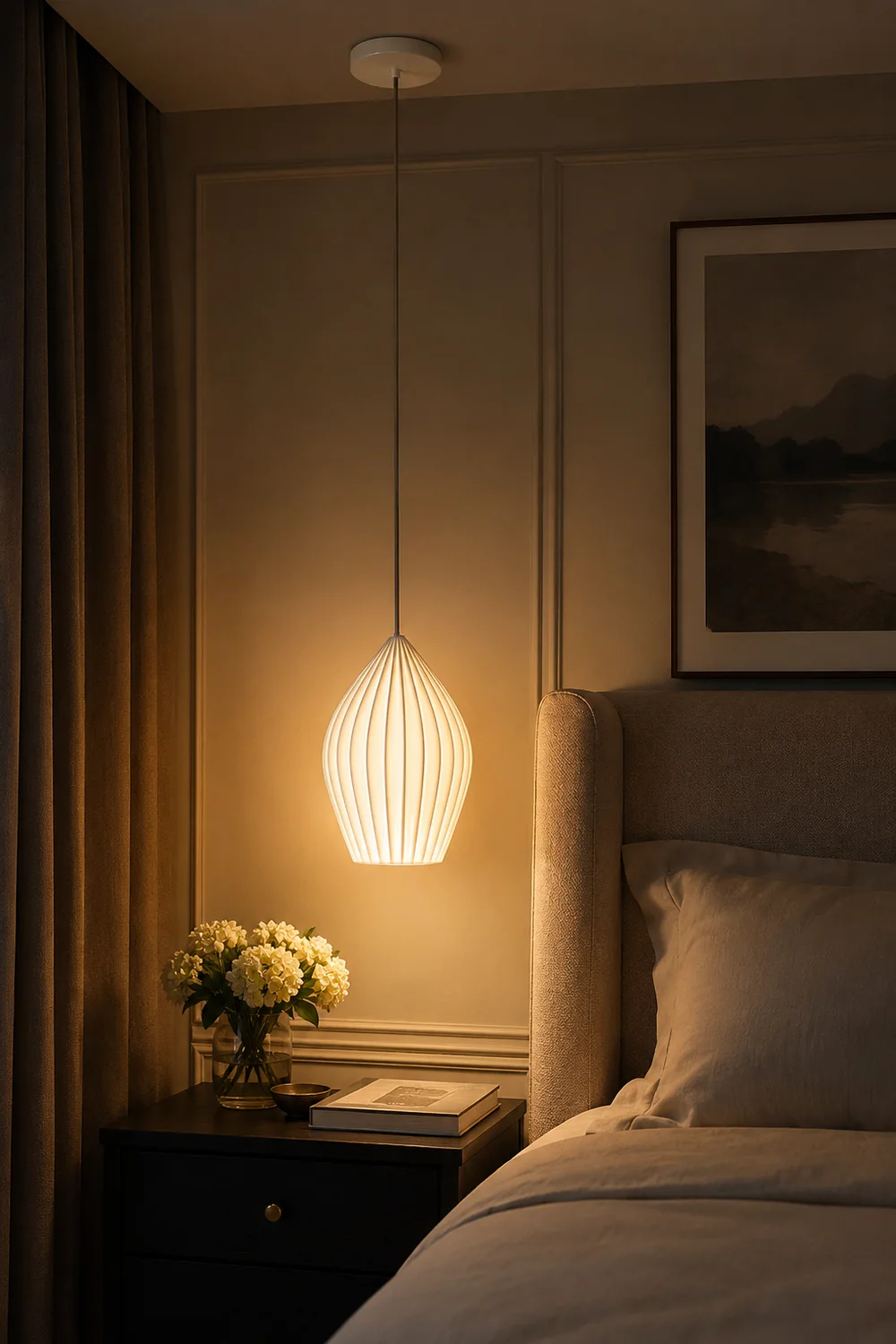 Ceramic Ribbed Pendant light - Lumpaz