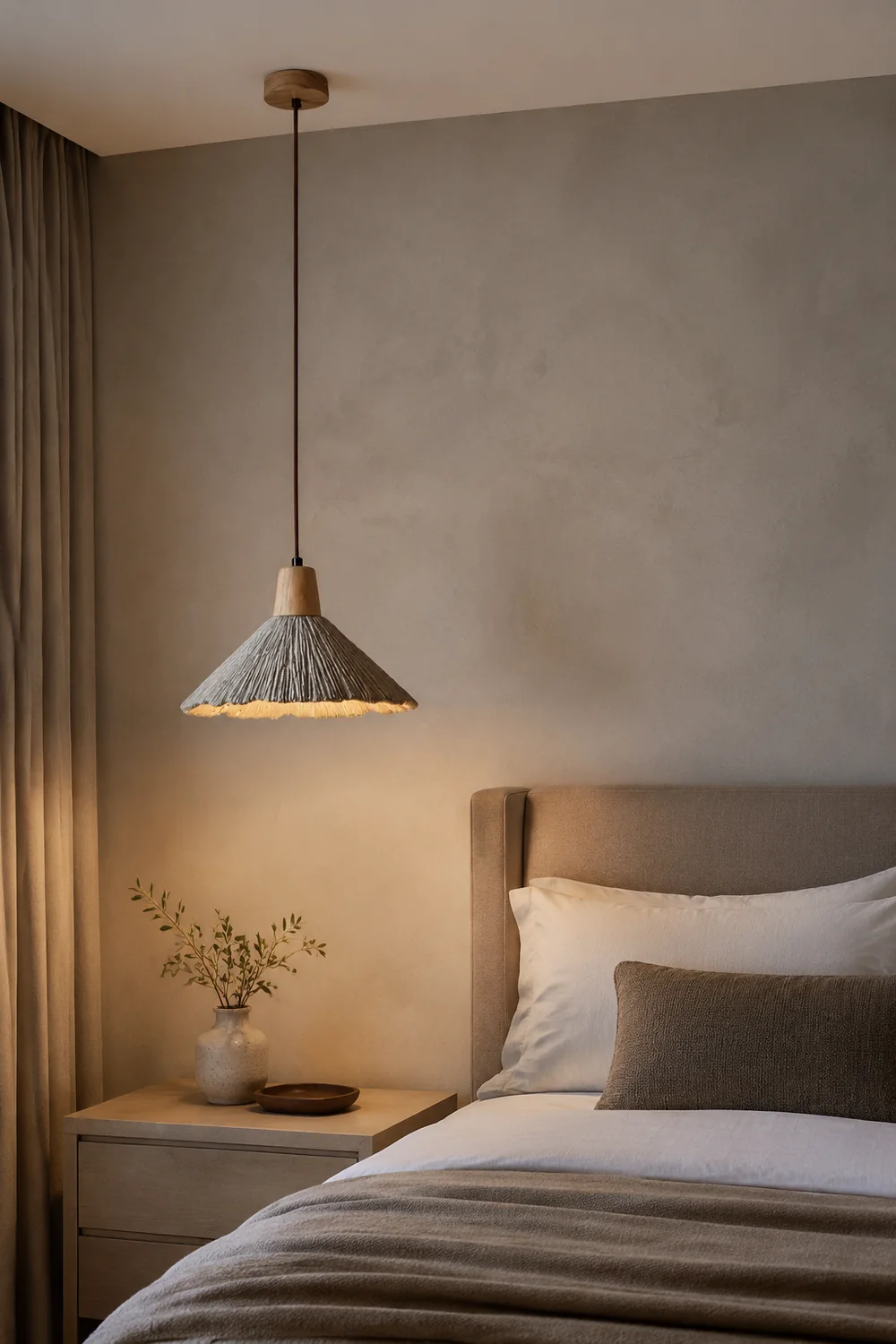 Concrete Pleated Pendant Lamp - Lumpaz