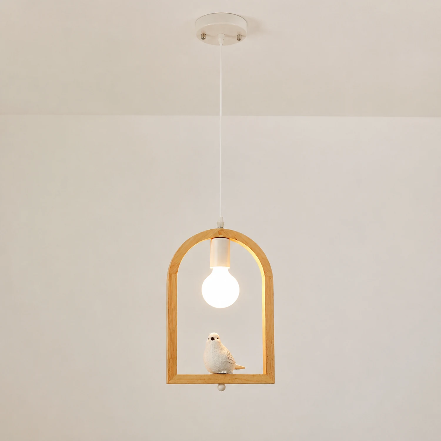 Wood Bird Resin Pendant Light - Lumpaz