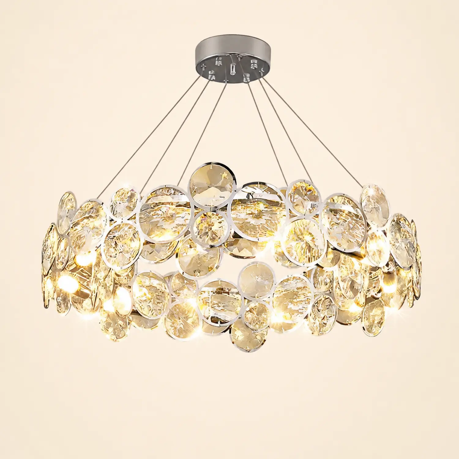 Chrome Round Crystal Chandelier - Lumpaz