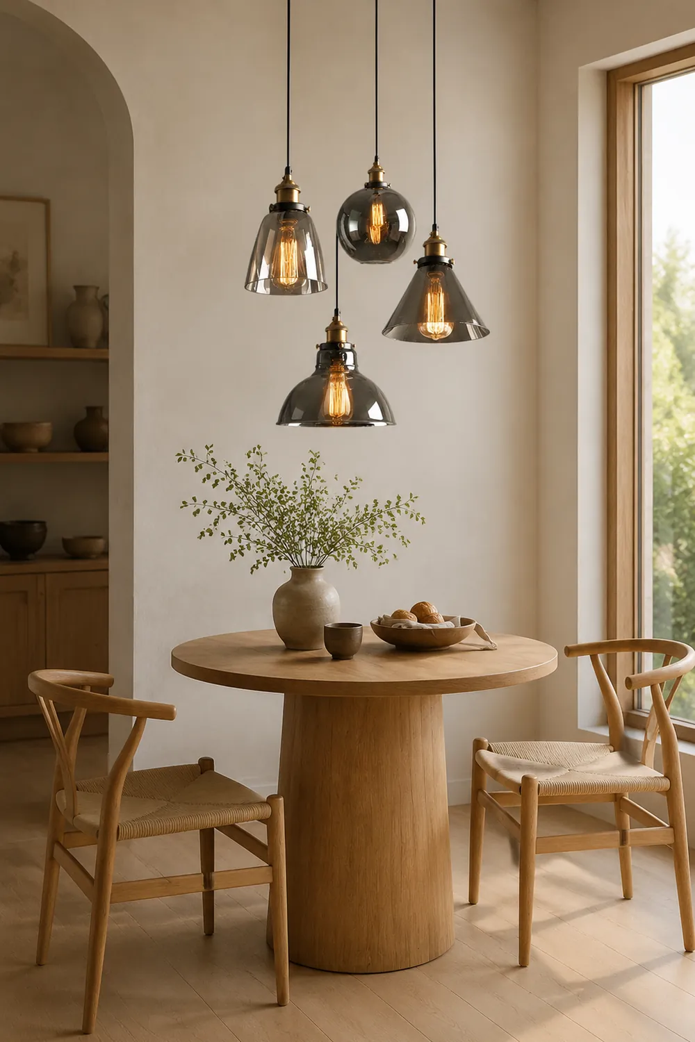 Levy Industrial Metal/Glass Pendant Light Clear/Amber/Smoke Gray Dining Room - Lumpaz