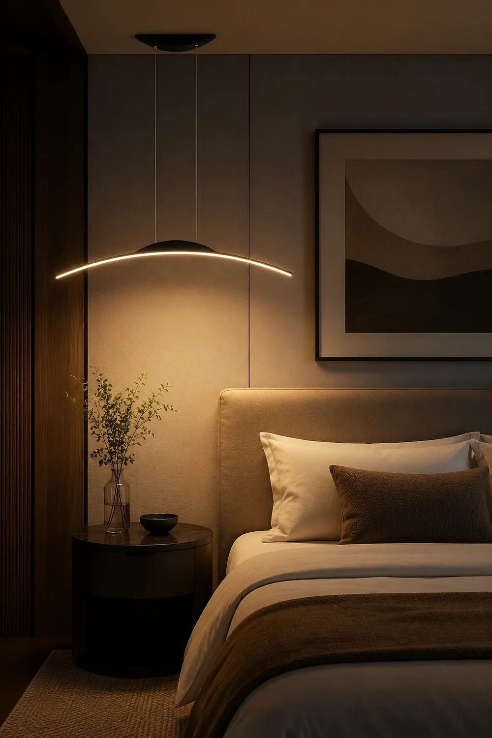 Minimalist Linear Metal Remote Control Pendant Light - Lumpaz