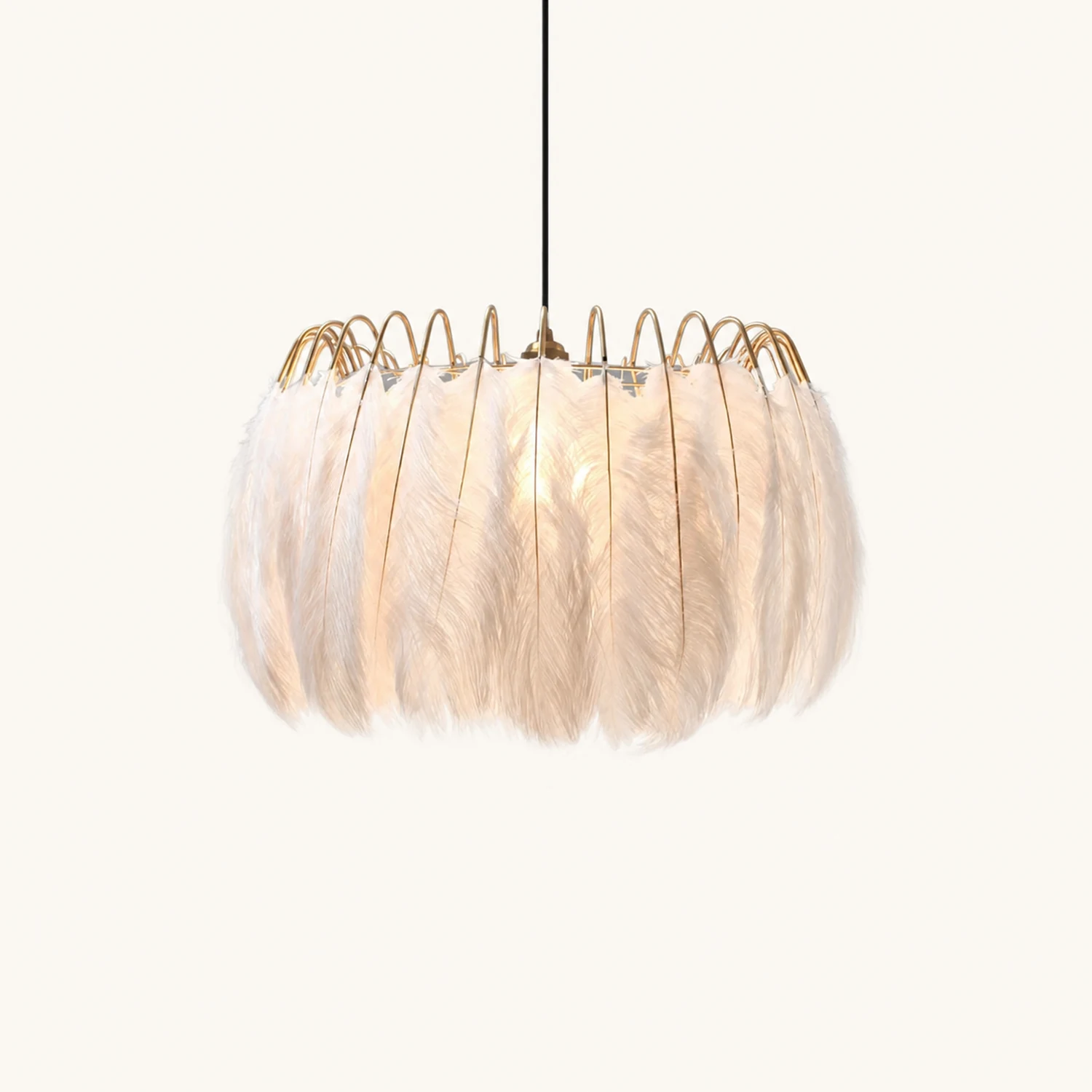 O'Moore Elegant Feather Pendant Light, Black/White, Bedroom/Living Room - Lumpaz
