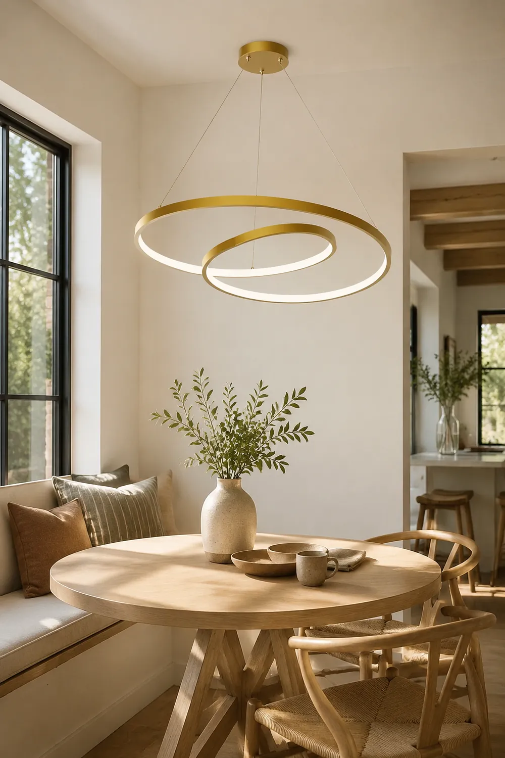 Arisha Pendant Light Curved Circle, Brass - Lumpaz