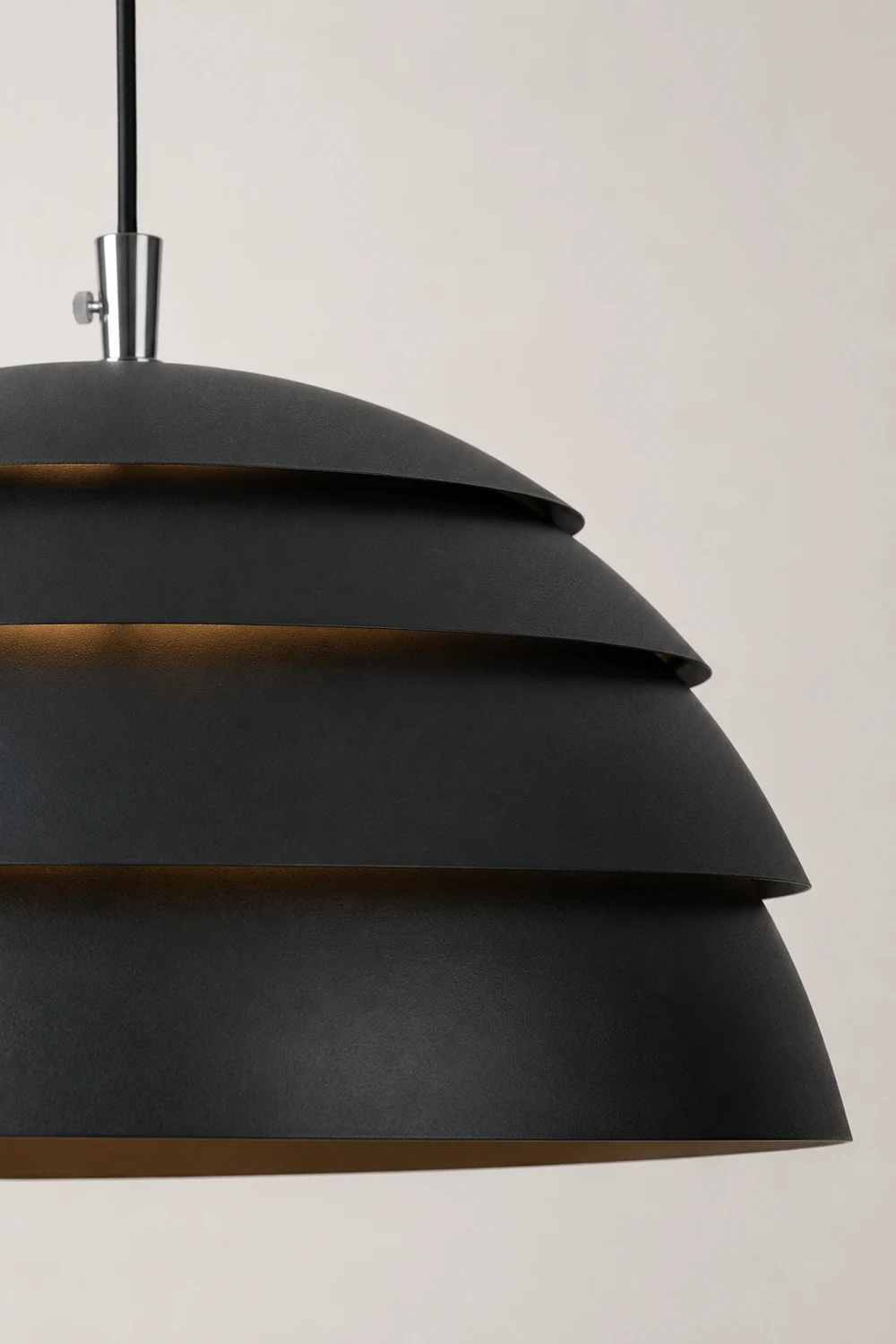 Nazifa Design Semi-Globe Metal Pendant Light, Black/White - Lumpaz
