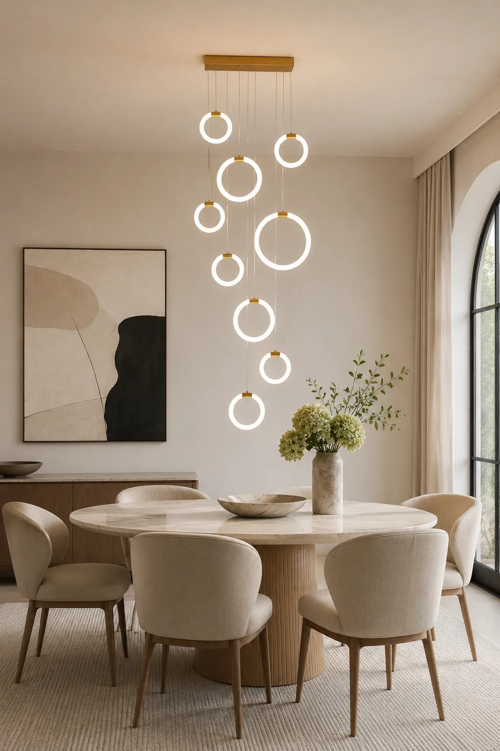 Jibril Minimalist Staircase Ring Metal Pendant Light - Lumpaz