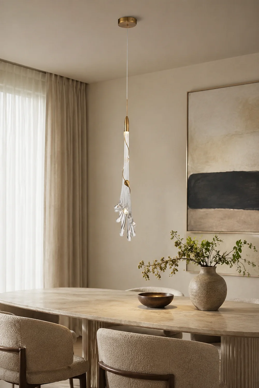 Sanna Elegant Flower Metal/Glass Pendant Light, Bedroom - Lumpaz