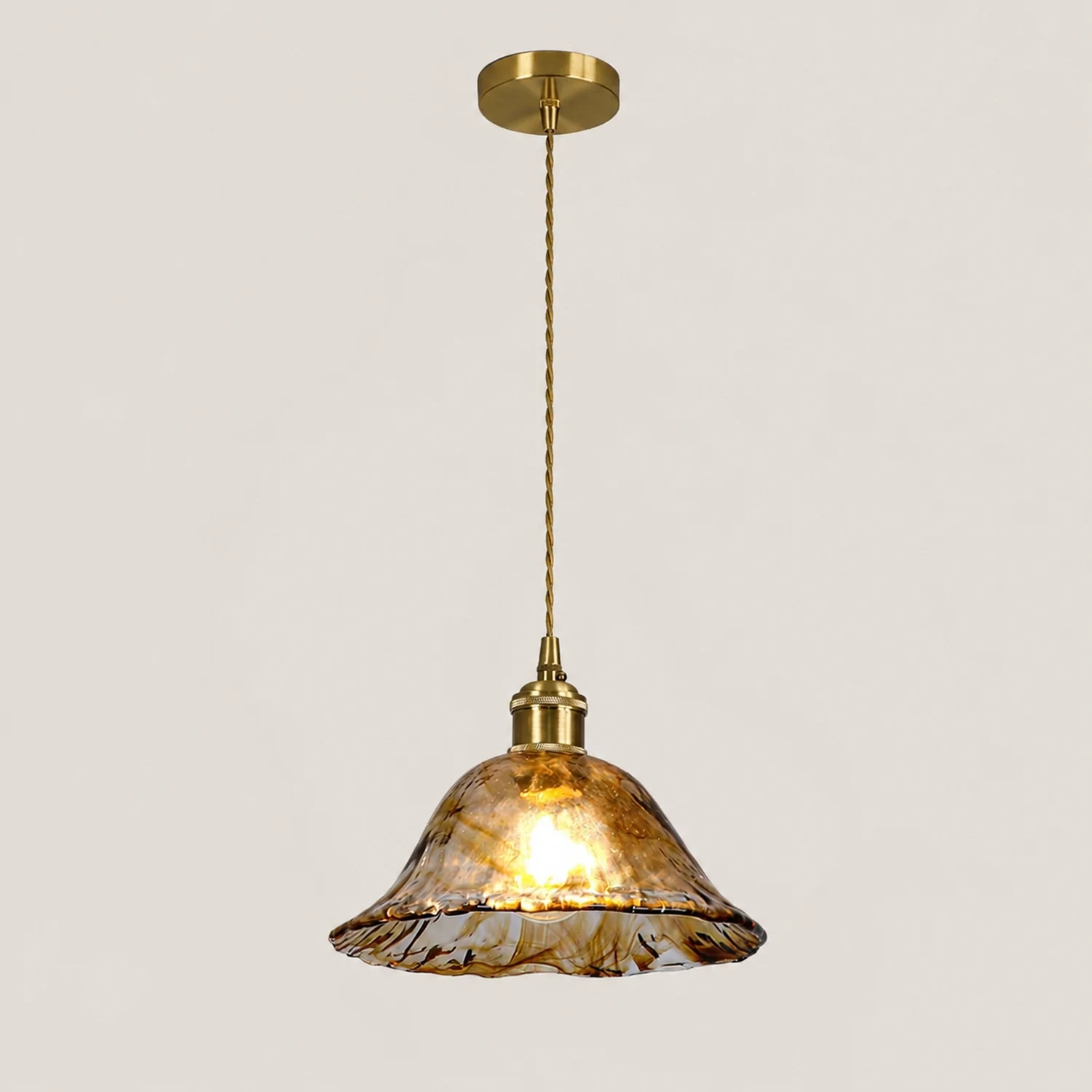 Vintage Brown Glass Pendant Light - Lumpaz