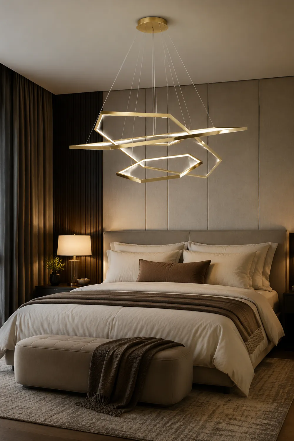 Edge Minimalist Geomatic Metal Pendant Light, Gold, DIY - Lumpaz