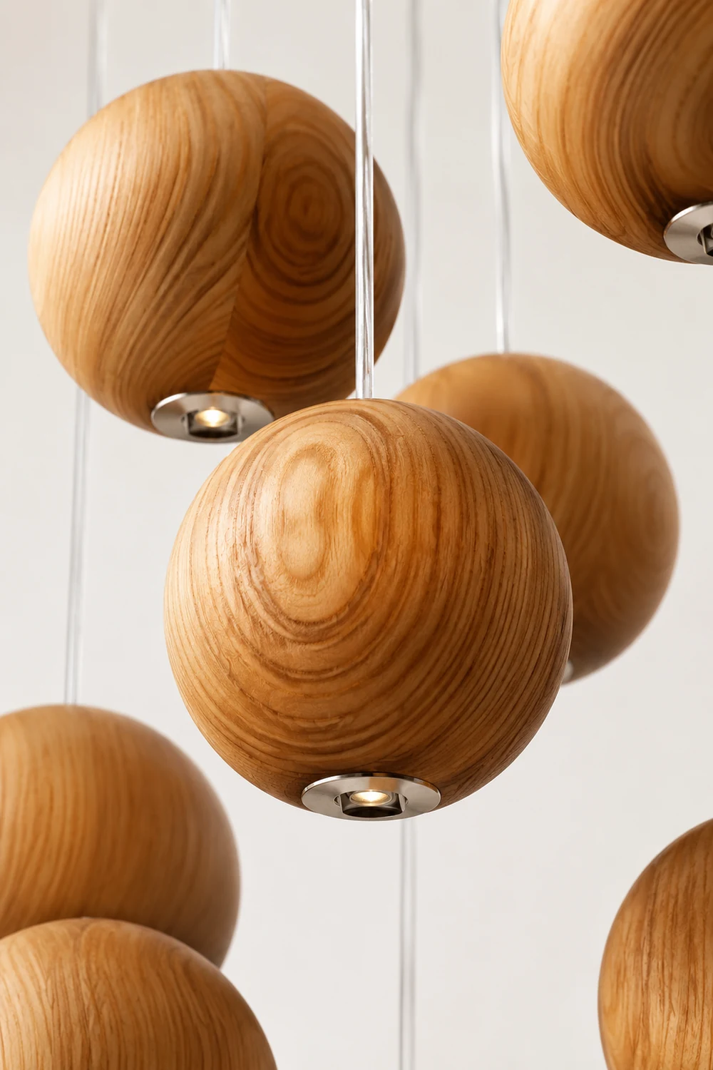 Wooden Orb Sphere Cluster Pendant Light - Lumpaz