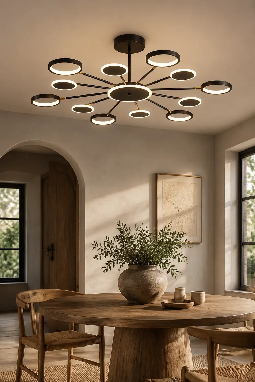 Sumait Modern Led Chandelier, Geometric, Black, Metal/Acrylic - Lumpaz