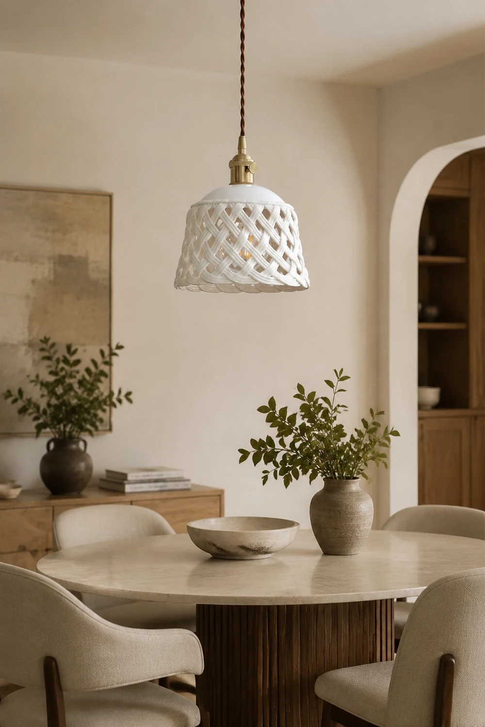 Openwork Ceramic Pendant Lamp - Lumpaz