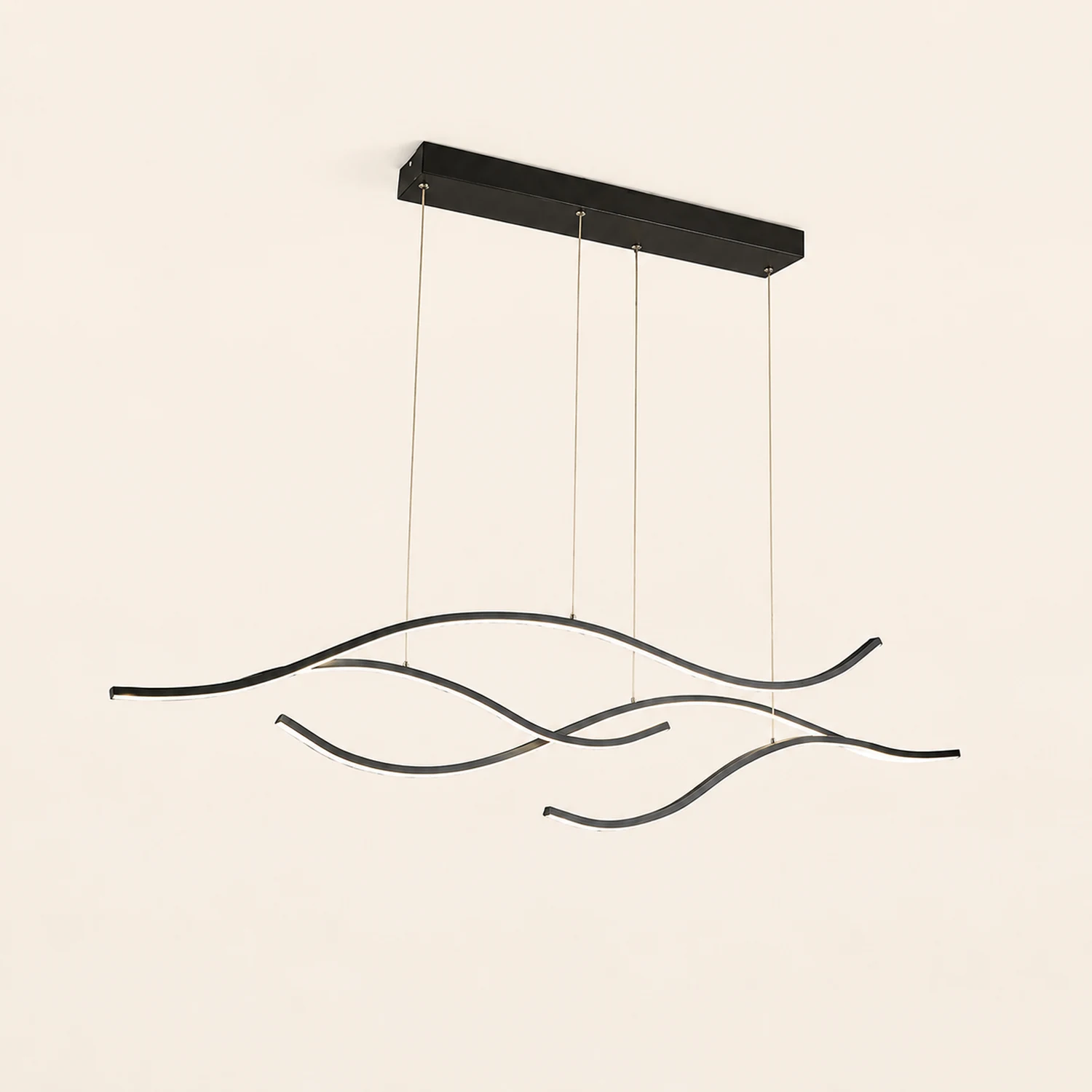 Pendant Light, Multi-Curved, Black/Gold, Metal - Lumpaz