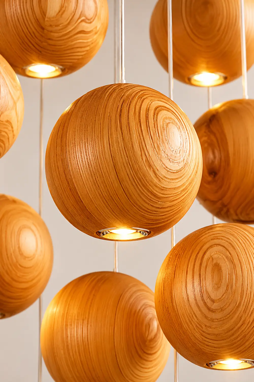 Wooden Orb Sphere Cluster Pendant Light - Lumpaz
