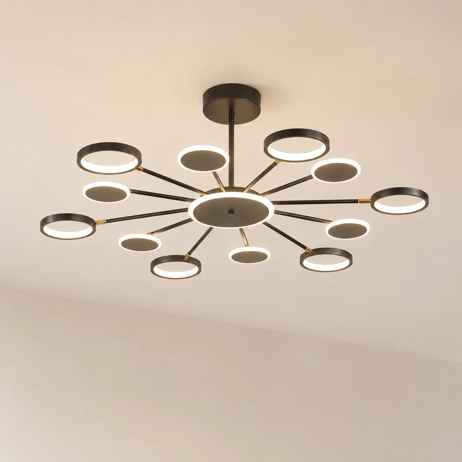 Sumait Modern Led Chandelier, Geometric, Black, Metal/Acrylic - Lumpaz