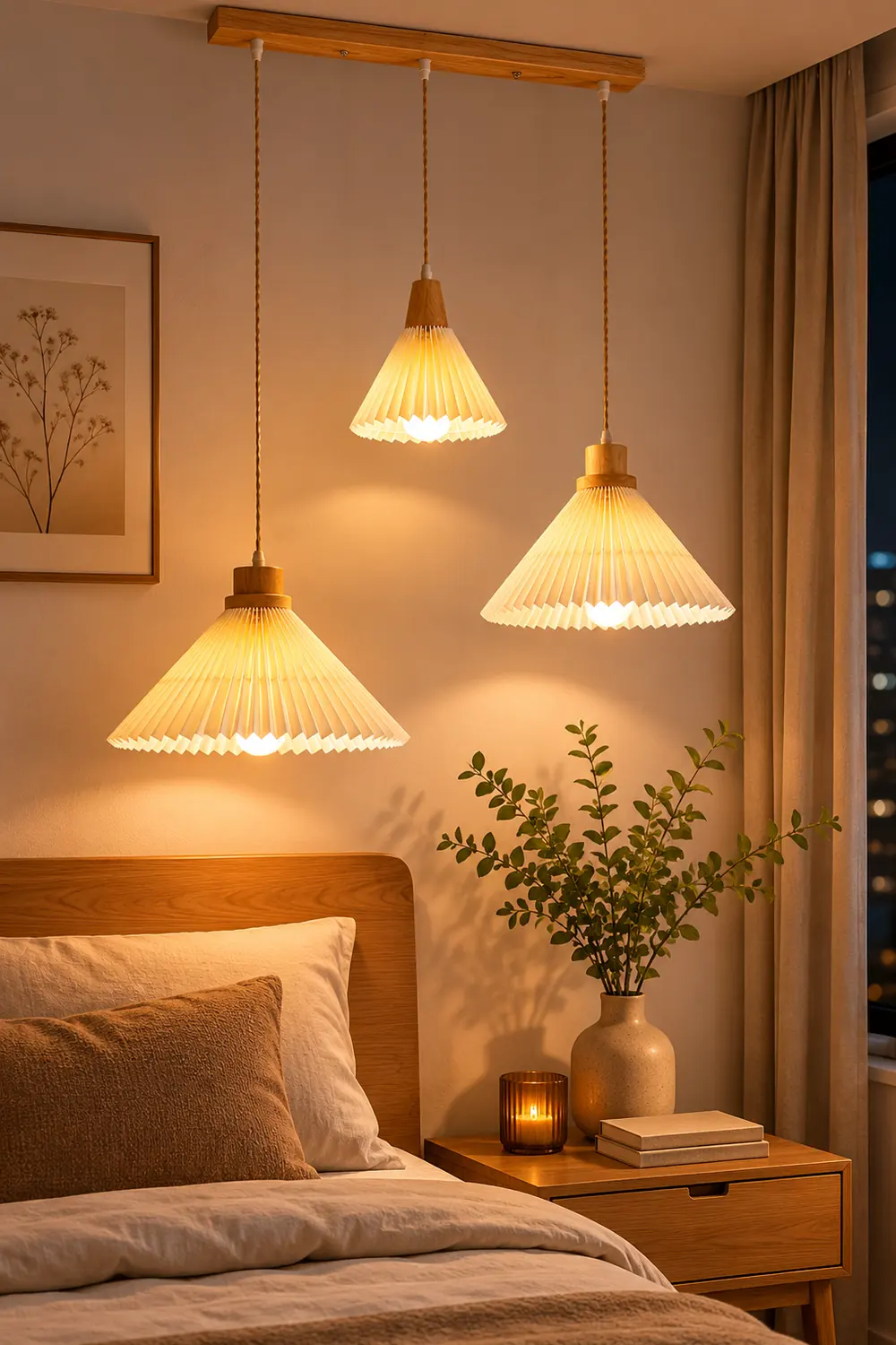 Pleated Wooden Pendant Light - Lumpaz