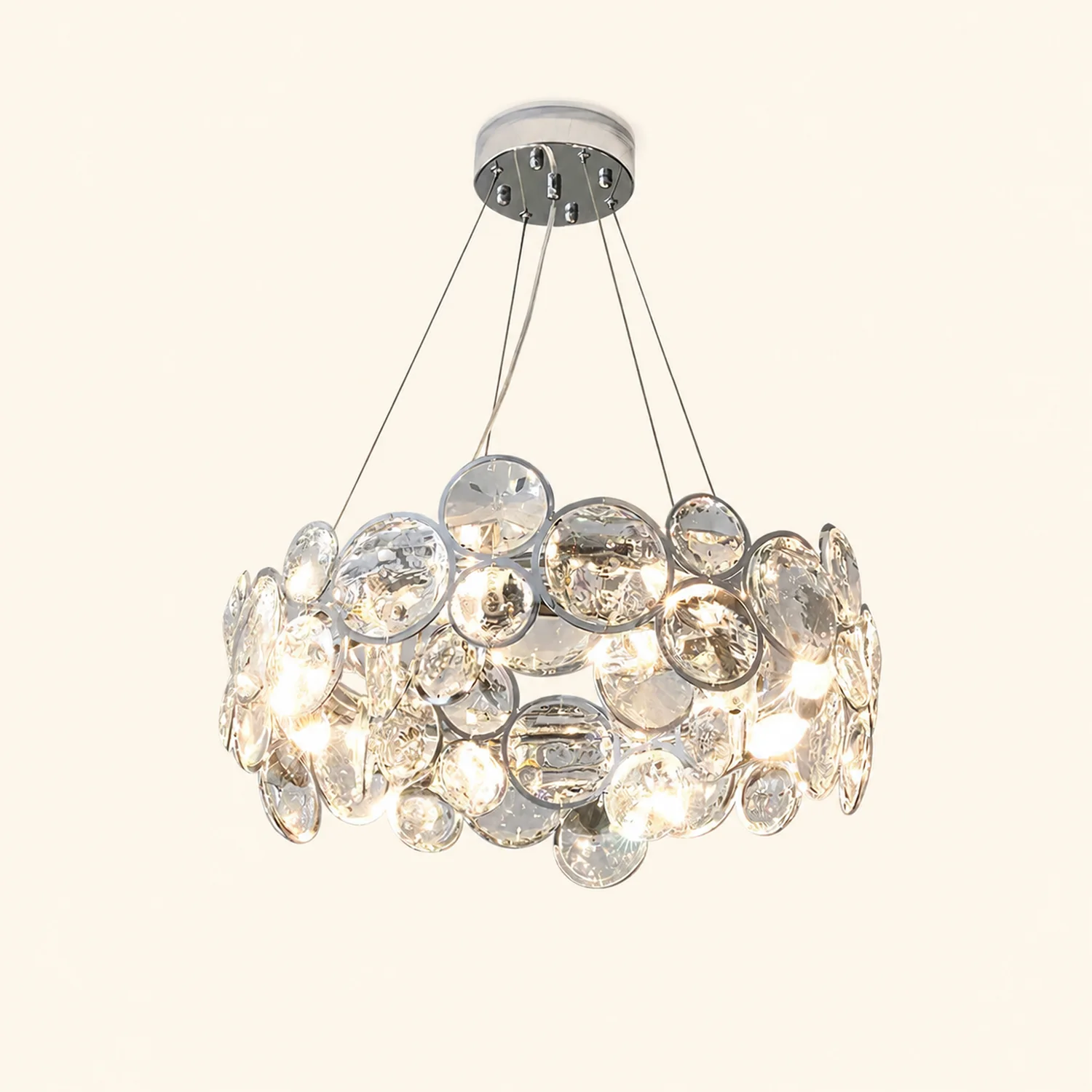 Chrome Round Crystal Chandelier - Lumpaz