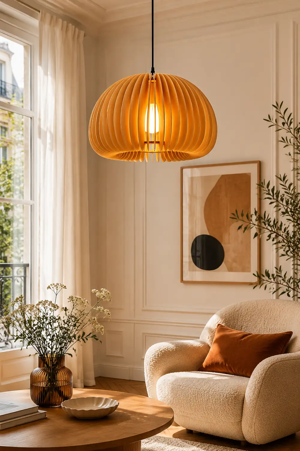 Wooden Pumpkin Pendant Lamp - Lumpaz