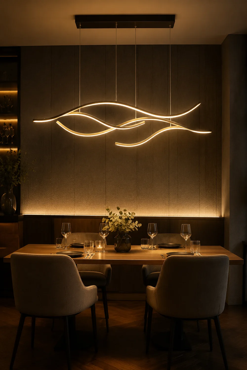 Pendant Light, Multi-Curved, Black/Gold, Metal - Lumpaz