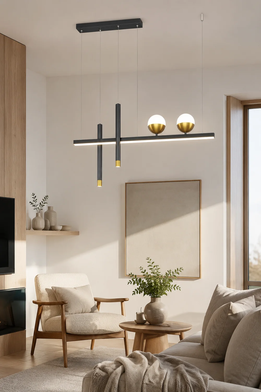 Madina Modern Globe Metal/Acrylic Pendant Light, Dining Room - Lumpaz