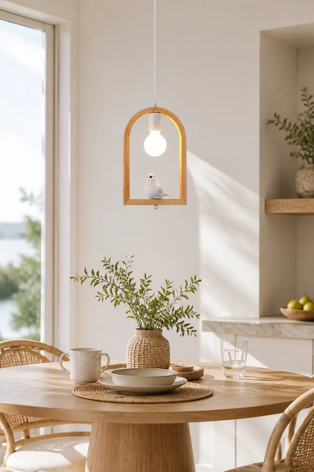 Wood Bird Resin Pendant Light - Lumpaz