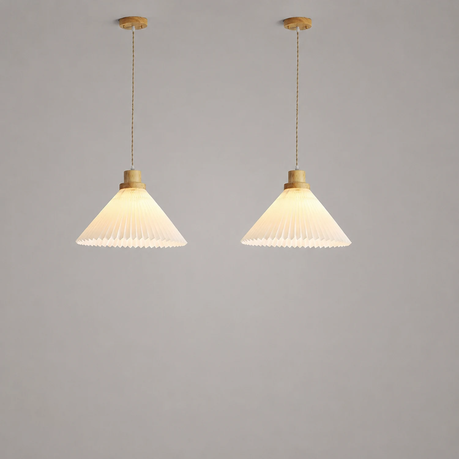 Ozawa Pendant Light Umbrella Shape Art, Wood, White, Bedroom - Lumpaz
