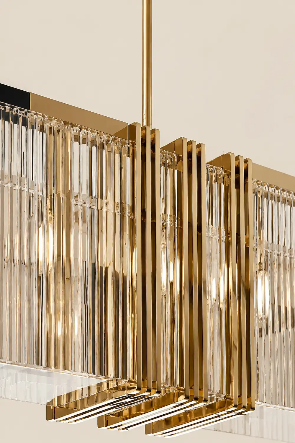 Kajetan Metal Chandelier Pendant Light, Luxury Rectangular Gold Living Room - Lumpaz