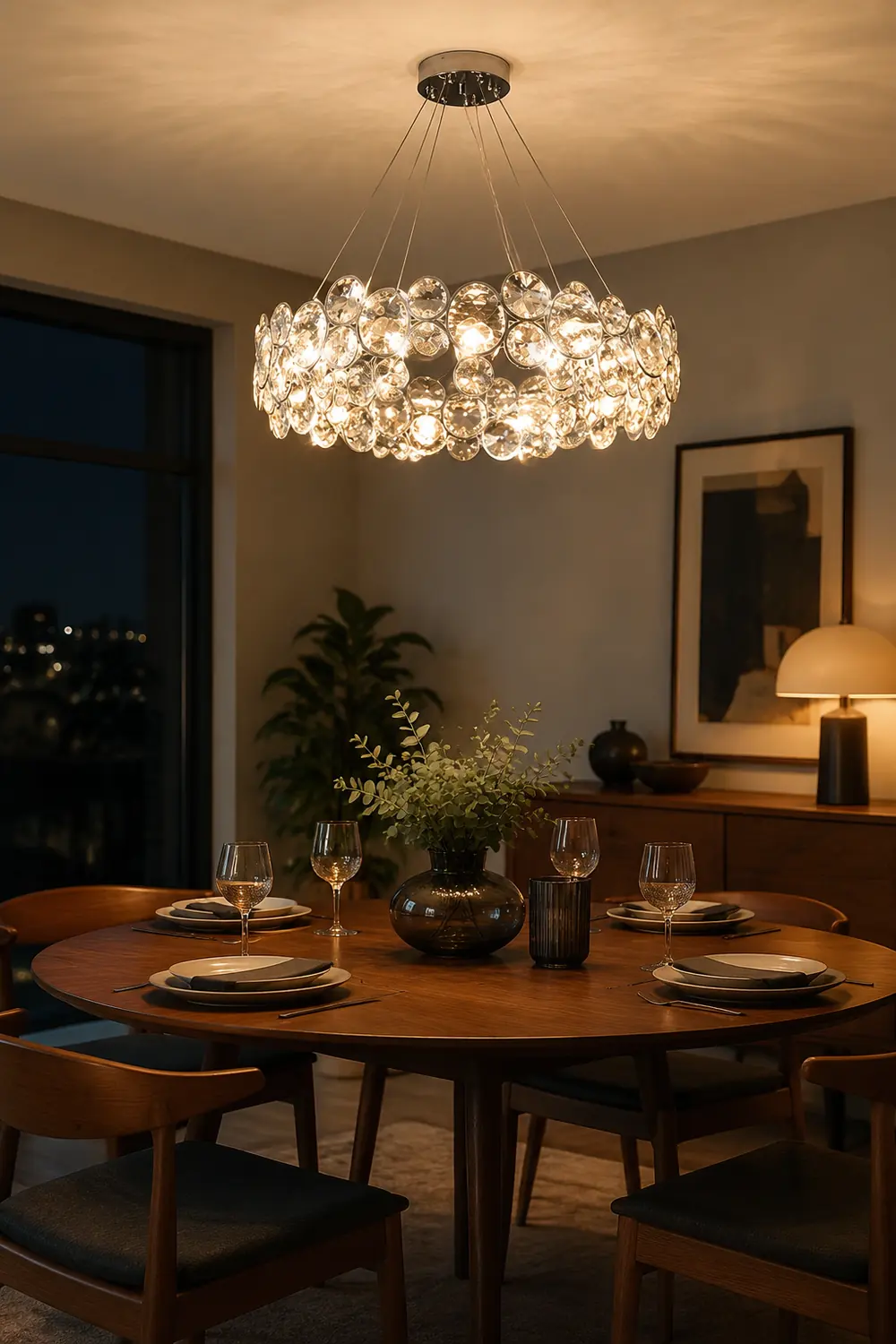 Chrome Round Crystal Chandelier - Lumpaz