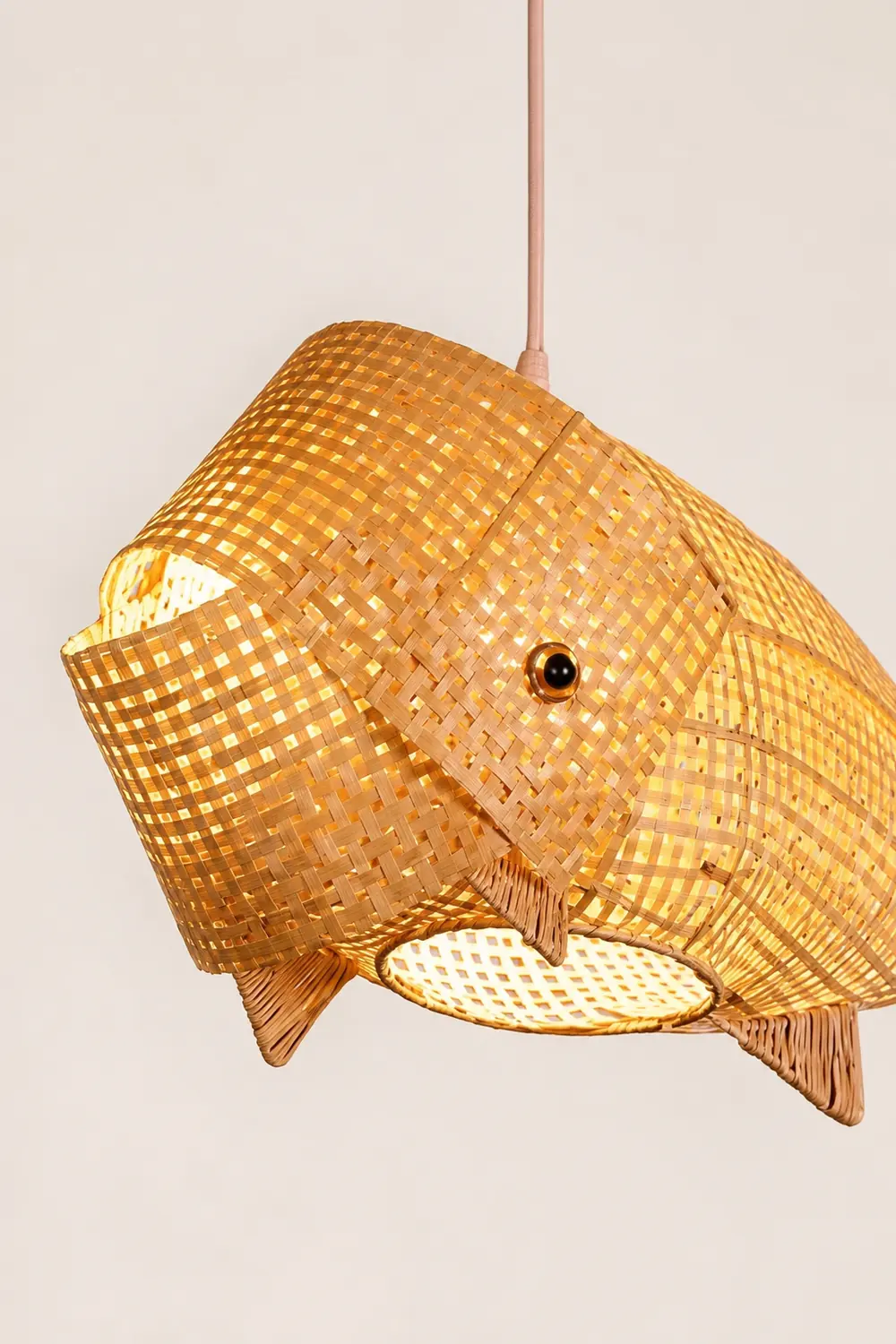 Muto Art Deco Rattan Pendant Light, Fish , Bamboo, Restaurant - Lumpaz