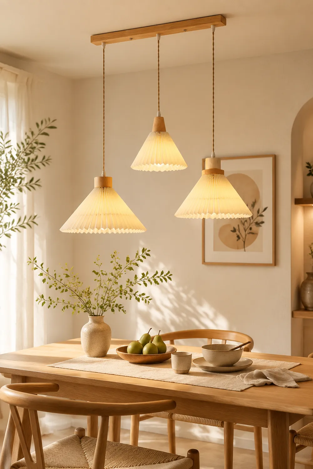 Pleated Wooden Pendant Light - Lumpaz