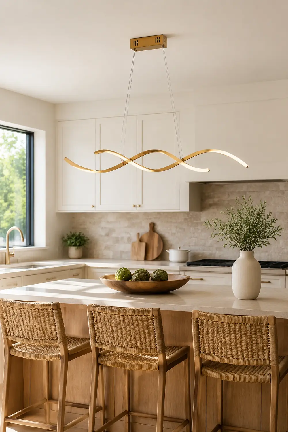 Modern Wavy Metal/Acrylic Pendant Light, Chrome/Gold - Lumpaz